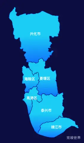 echarts泰州市地图颜色渐变效果实例